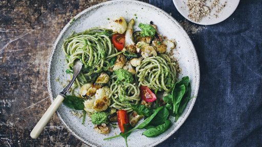 Creamy Vegan Pesto Pasta & Cauliflower